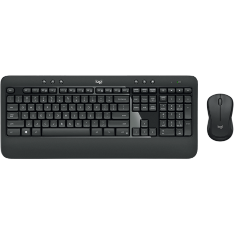 Logitech Kit di tastiera e mouse wireless MK540 Advanced realizzato per la massima precisione, comfort e affidabilità. il mouse sagomato e ambidestro è stato progettato per adattarsi a entrambe le mani, batterie incluse - interfaccia wireless con raggio d`azione fino a 10 mt
