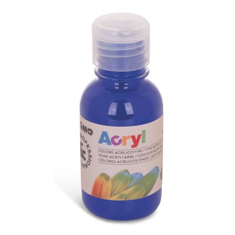 Tempera ACRYL in flacone ad acqua con concetrazione di pigmento acrilico opaco, coprente colore blu oltremare 125ml