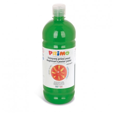 Primo Morocolor Tempera in bottiglia, con tappo dosatore, lavabile su tutti i tessuti colore verde brillante 1lt