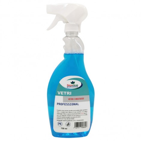 Linea Clean Professional Detergente professionale per vetri, cristalli, specchi, acciaio, colore blu, pulisce e sgrassa senza lasciare aloni 750ml