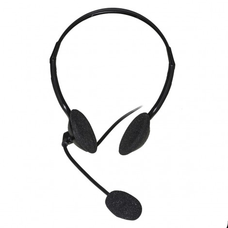 Link Cuffia con microfono orientabile stereo con controller comandi sul filo, connessione tramite connettore USB, lunghezza cavo 1,8mt - 1pz