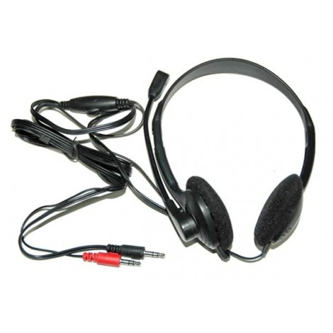 Link Cuffia con microfono orientabile stereo con controller comandi sul filo, connessione tramite due connettori JACK 3,5mm, lunghezza cavo 1,8mt - 1pz