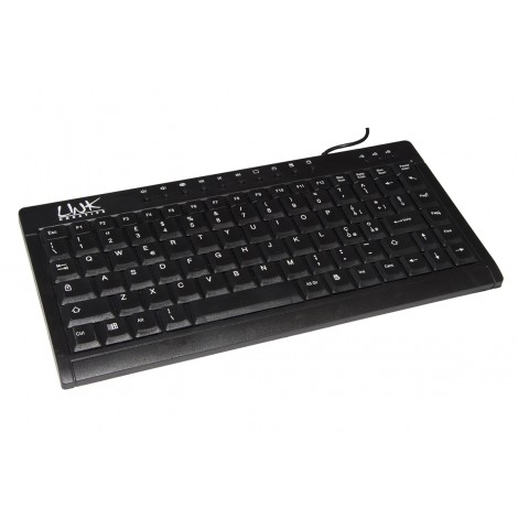 Link Mini tastiera con cavo USB - Mini tastiera plug and play, layout italiano con 97 tasti di cui 10 multimediali, resistente all`acqua colore nero - 1pz