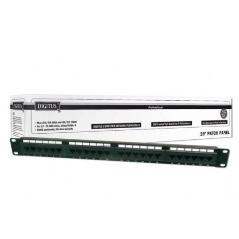 Digitus Pannello patch 19" UTP 28 porte RJ45 cat.6 - Pannello patch 1 unita` non schermato con 28 connettori RJ45 cat.6, frontalino in metallo - 1pz