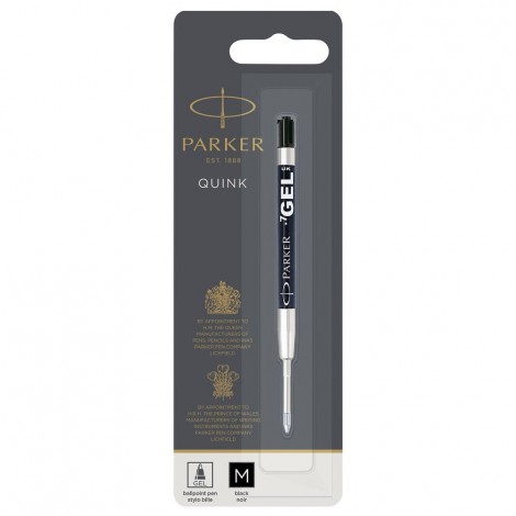 Parker Quink Gel - Refill per penna a sfera, inchiostro gel colore nero - 1pz