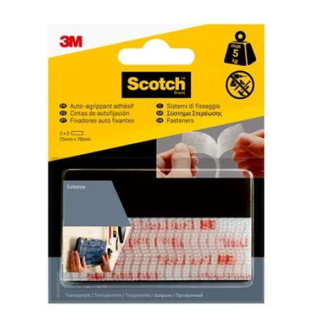 Scotch Extreme fasteners - Sistema di fissaggio trasparente 25mm x 7,5cm - 1pz
