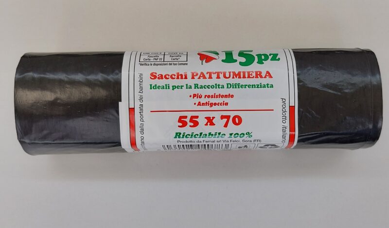 Sacchi neri 55x70 rotolo da 15 pezzi