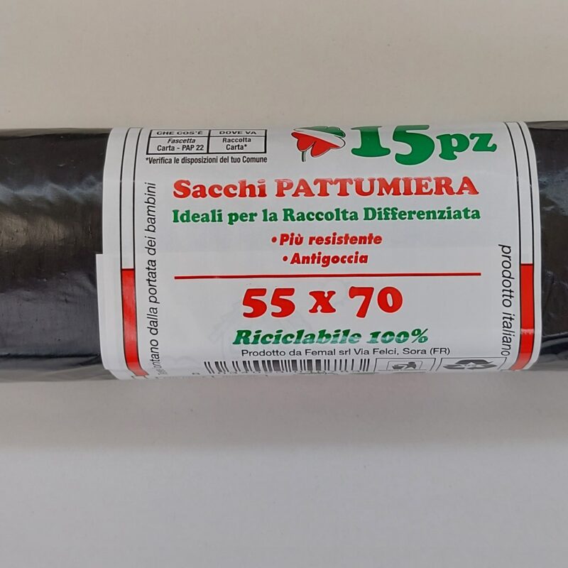 Sacchi neri 55x70 rotolo da 15 pezzi