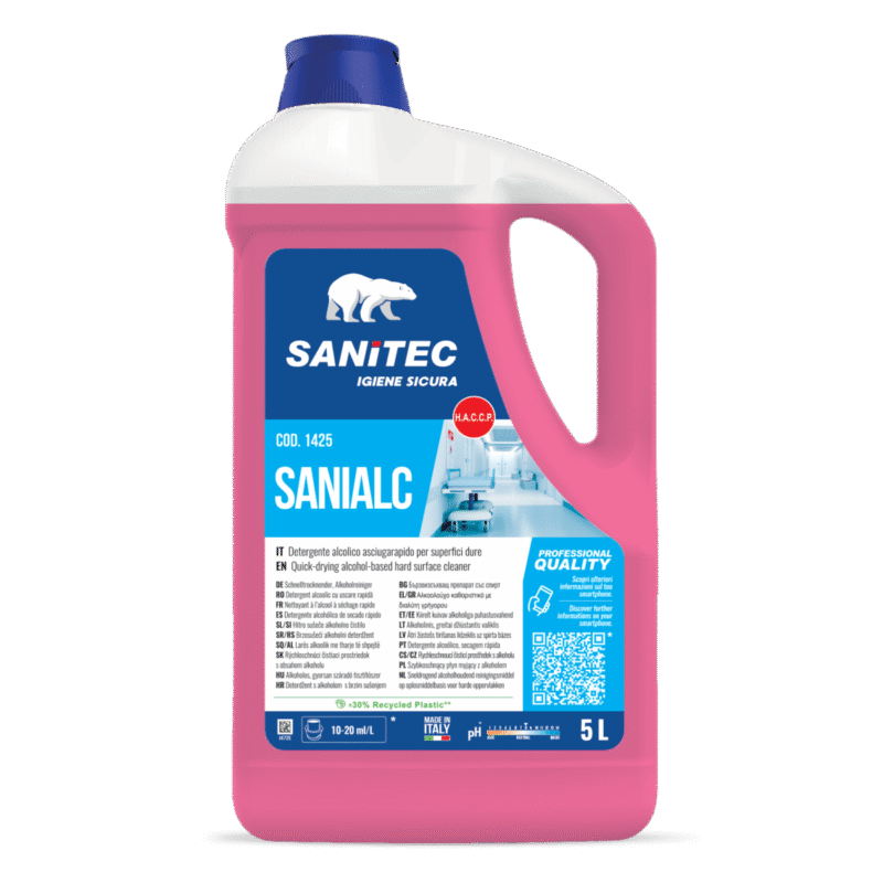 Detergente Sanialc a base alcolica per superfici dure tanica da 5 lt