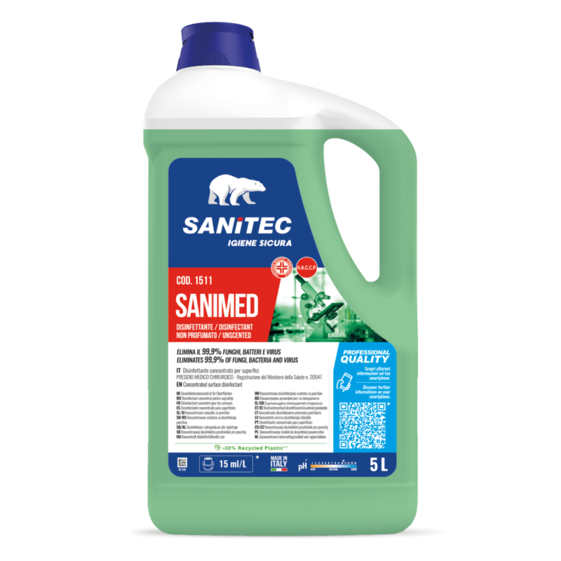 Detergente Sanimed disinfettante concentrato per uso ambientale tanica da 5 lt