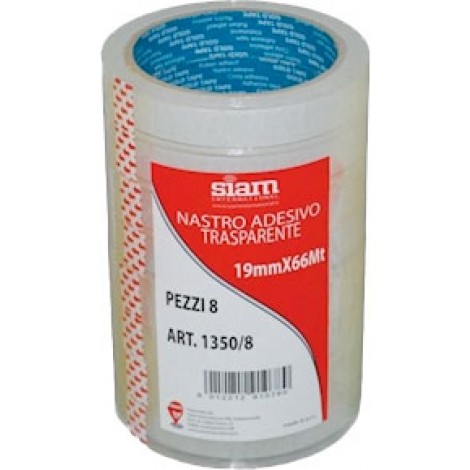 Siam Nastro adesivo con supporto in polipropilene BOPP 19mm x 66m colore trasparente - Prezzo singolo, ord. minimo 8pz