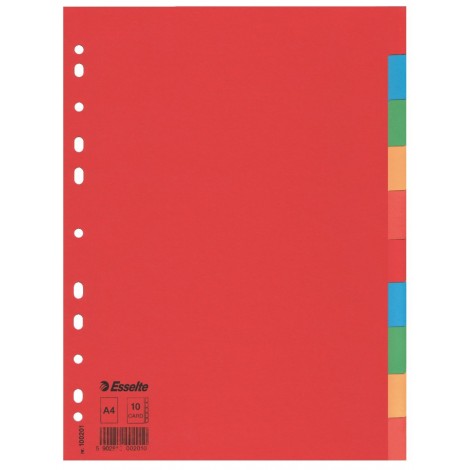 Esselte Separatori Economy, 12 tasti - Divisore in cartoncino colorato con foratura universale, tasti colorati personalizzabili, formato A4, 160gr - 1pz