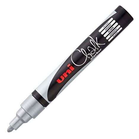 Uni Posca Chalk – Marcatore non permanente a gesso liquido, punta 2,5mm colore argento - 1pz