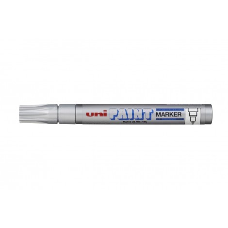 Uni Posca Paint PX20 - Marcatore permanente con inchiostro a base d`olio, punta 2,8mm colore argento - Prezzo singolo, ord. minimo 12pz