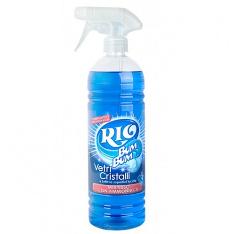 Sgrassatore RIO BUM BUM per vetri spray con ammoniaca, ideale per vetri, cristalli e tutte le superfici lucide 800ml