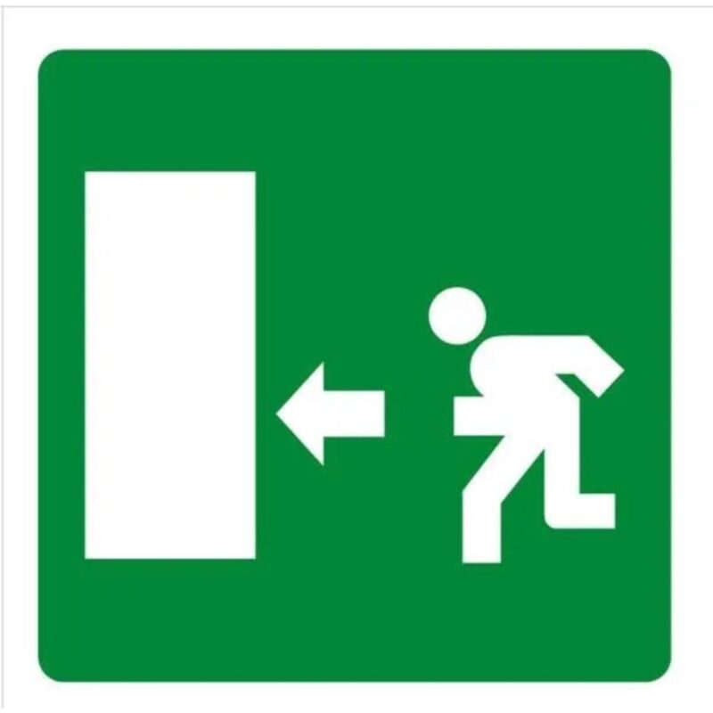 Cartello segnaletico Uscita di emergenza a sinistra 16x16cm