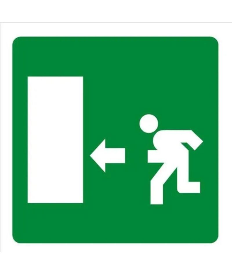 Cartello segnaletico Uscita di emergenza a sinistra 16x16cm