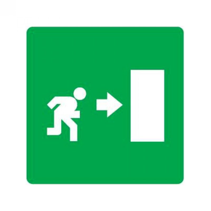 Cartello segnaletico Uscita di emergenza a destra 16x16