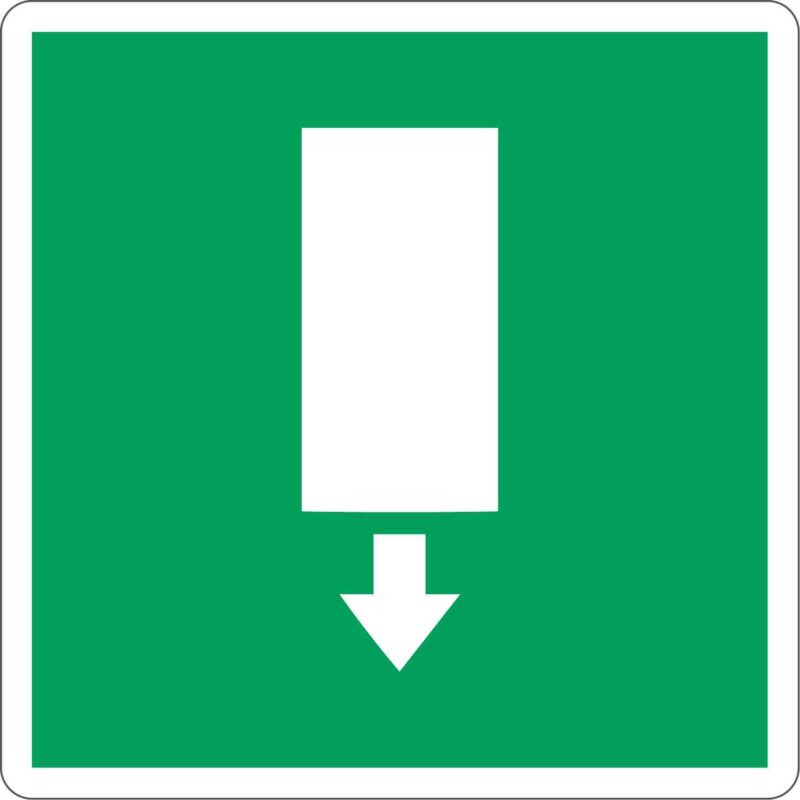Cartello segnaletico Uscita di emergenza verso il basso 16x16cm