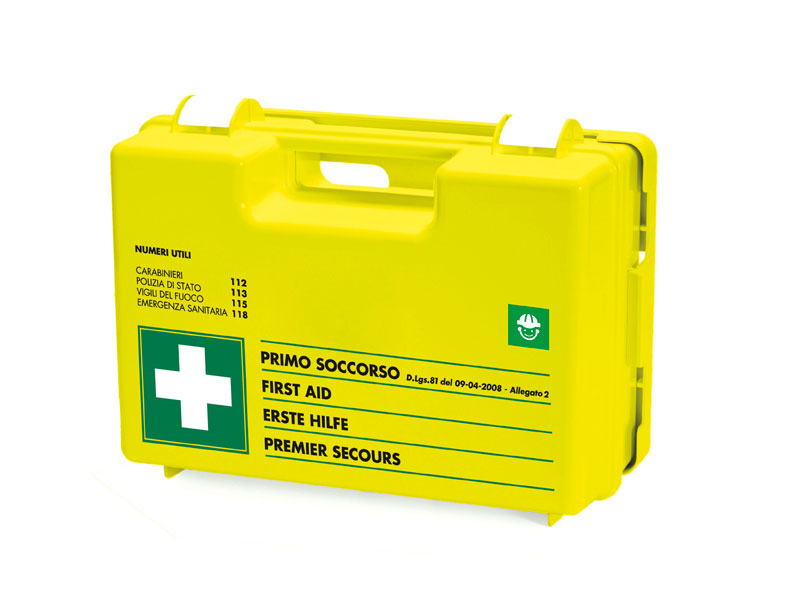 Valigetta pronto soccorso EDILFLUO C – D.L. 81/08 Kit ideali per muratori, idraulici, elettricisti e lavoratori nei cantieri edili.