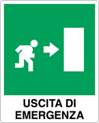 Cartello segnaletico Uscita di emergenza a destra 25x31cm