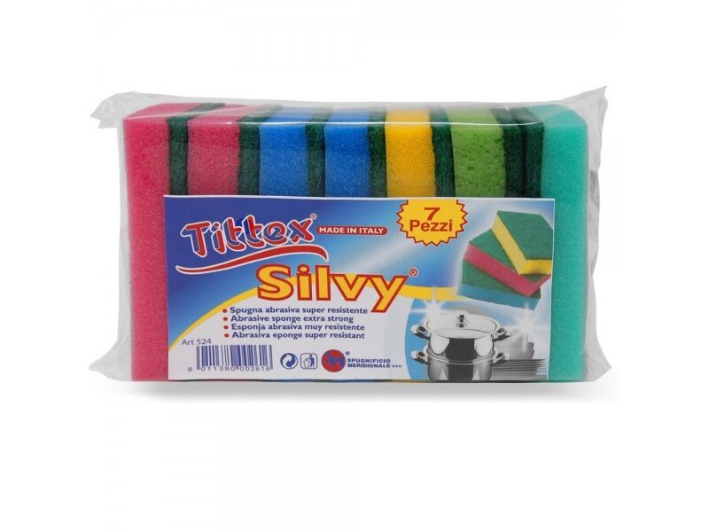 Spugna silvy doppio uso colorate 7 pz