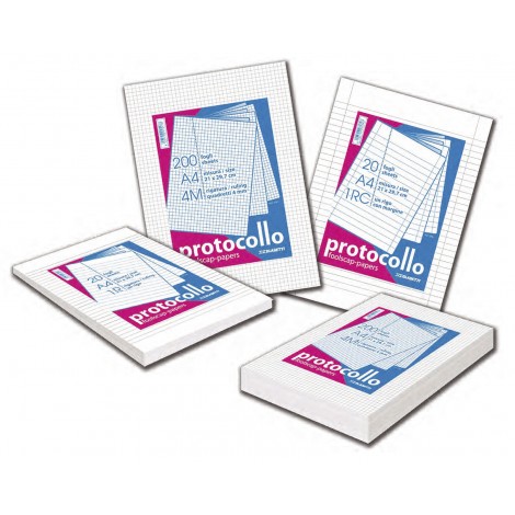Blasetti Fogli protocollo bianchi, 200 fogli, A4 - 21x29,7cm, quadretti 5mm - 1pz