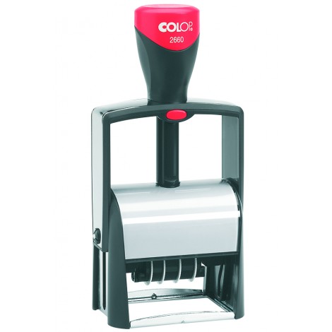 Colop Microban 2660 - Timbro datario autoinchiostrante, dimensione piastra 37x58mm, altezza caratteri 4mm, struttura in materiale plastico - 1pz