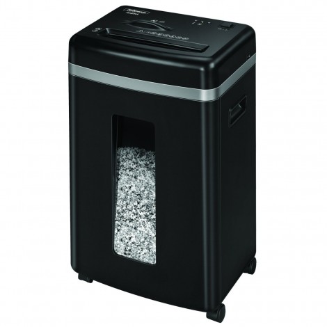 Fellowes 450M - Distruggidocumenti taglio a microframmenti 2x12mm, distrugge carte di credito, punti metallici e CD/DVD, per 1-3 utenti, sicurezza P5