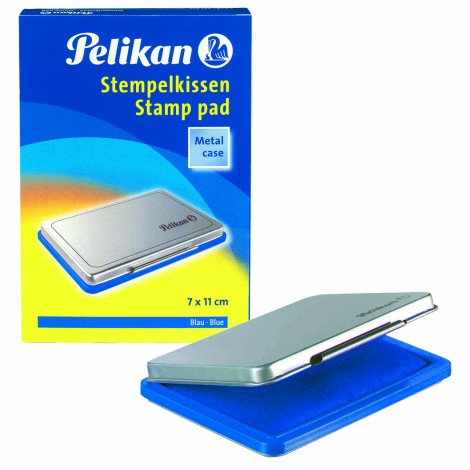 Pelikan N.2 - Cuscinetto per timbri  in gomma, formato 7x11mm, in scatola di metallo, colore blu  - 1pz