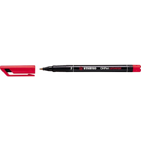 Stabilo OHPen - Pennarello per lucidi e superfici lisce, inchiostro permanente, punta fine, tratto 0,7mm, colore rosso  - ord. minimo 10pz - 842/40