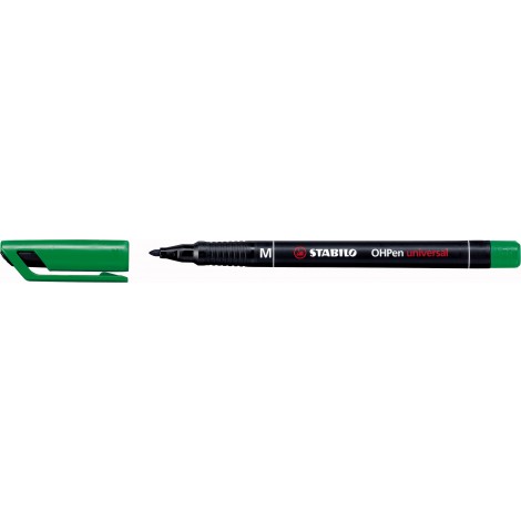 Stabilo OHPen – Pennarello per lucidi e superfici lisce, inchiostro permanente, punta media, tratto 1mm, colore verde - ord. minimo 10pz – 843/36