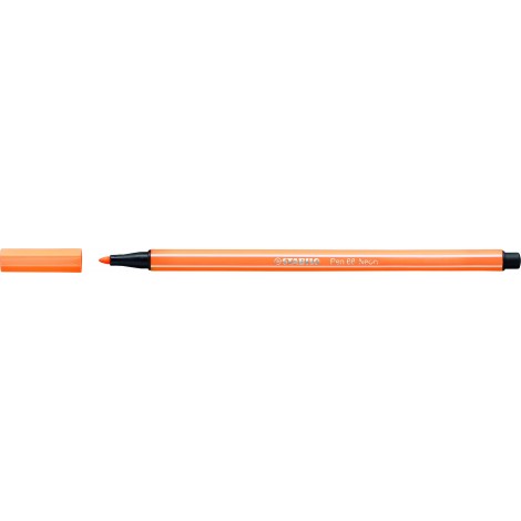 Stabilo Pennarelli PEN 68 NEON con inchiostro a base d`acqua, resiste fino a 24 ore se lasciato aperto, tratto 1mm, colore arancione fluo – prezzo singolo ord. minimo 10pz – 68/054