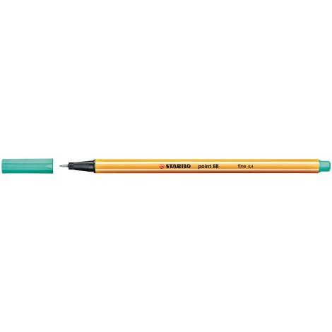 Stabilo Fineliner Point 88 - Pennarello con punta rinforzata in metallo e fusto esagonale, tratto 0,4mm, colore verde ghiaccio - Prezzo singolo, ord. minimo 10pz - 88/13