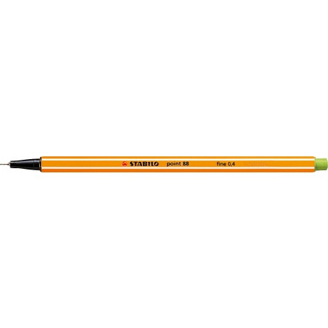 Stabilo Fineliner Point 88 – Pennarello con punta rinforzata in metallo e fusto esagonale, tratto 0,4mm, colore verde mela – Prezzo singolo, ord. minimo 10pz – 88/33