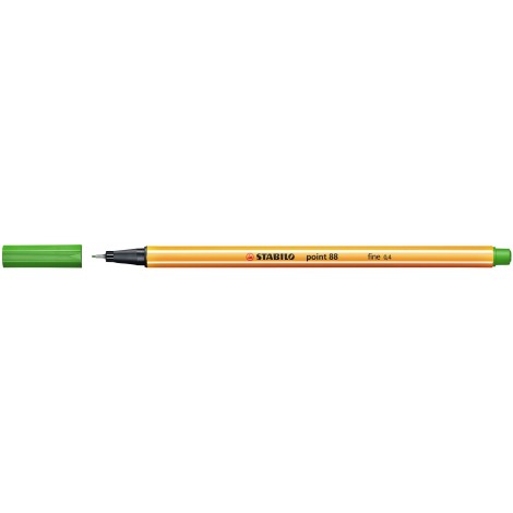 Stabilo Fineliner Point 88 – Pennarello con punta rinforzata in metallo e fusto esagonale, tratto 0,4mm, colore verde foglia – Prezzo singolo, ord. minimo 10pz – 88/43