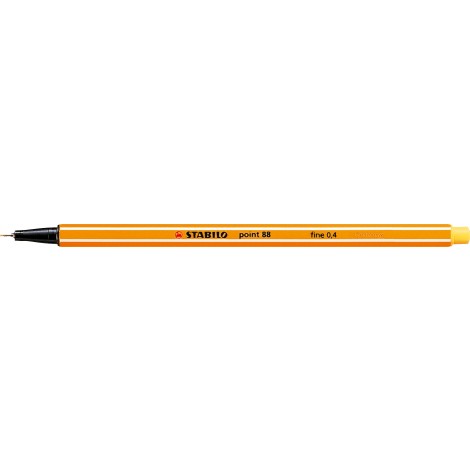 Stabilo Fineliner Point 88 – Pennarello con punta rinforzata in metallo e fusto esagonale, tratto 0,4mm, colore giallo – Prezzo singolo, ord. minimo 10pz – 88/44