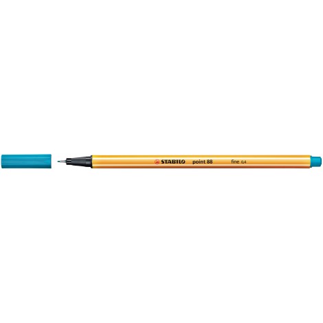 Stabilo Fineliner Point 88 - Pennarello con punta rinforzata in metallo e fusto esagonale, tratto 0,4mm, colore turchese - Prezzo singolo, ord. minimo 10pz - 88/51