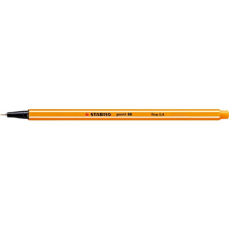 Stabilo Fineliner Point 88 – Pennarello con punta rinforzata in metallo e fusto esagonale, tratto 0,4mm, colore arancione – Prezzo singolo, ord. minimo 10pz – 88/54