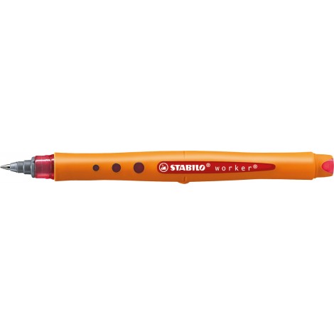 Stabilo Worker+ – Penna roller con fusto in gomma morbida, tratto 0,5mm, colore rosso – Prezzo singolo, ord. minimo 10pz – 2018/40