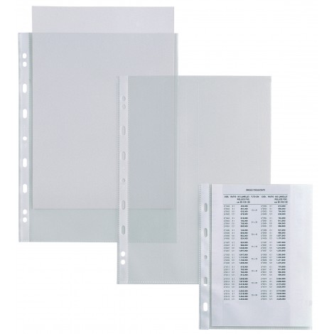 Sei Buste ATLA in PPL forate, finitura a buccia d`arancia, formato utile 22x30cm, basso spessore, confezione da 100pz - 662209