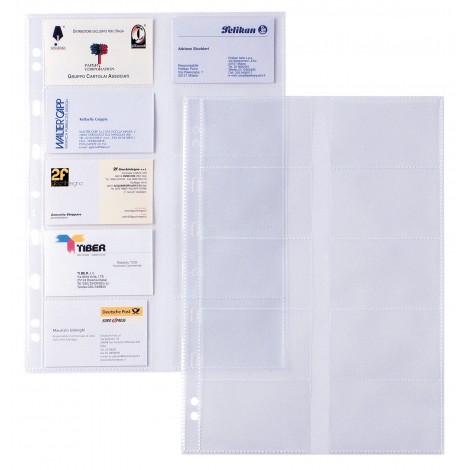Sei Buste ATLA CARD in PPL forate, finitura liscia, formato utile 9x5,5cm con 10 tasche, confezione da 10pz - 662131