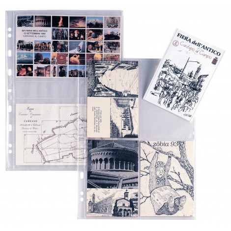 Sei Buste ATLA FT in PPL forate porta FOTO e CARTOLINE, finitura liscia, formato utile 10x15cm con 8 tasche, confezione da 10pz - 662511