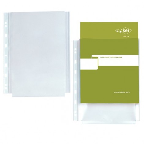 Sei Buste ATLA GS in PPL forate, finitura a buccia d`arancia, formato utile 21x29,7cm, confezione da 10pz