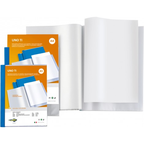 Sei Portalistini personalizzabile Uno TI in PPL con 120 buste, formato utile 22x30cm, finitura a buccia d`arancia, colore blu - 1pz - 55229907