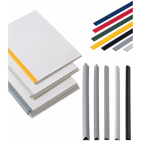 Sei Dorsini con dorso curvo per rilegatura senza macchine, formato A4, rilega fino a 30 fogli, dorso 3mm, colore nero – 20pz –  61000310