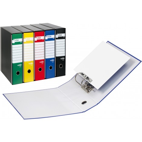 Sei Esa - Registratore commerciale a leva, dotato di foro di presa, 22x30cm, dorso 8cm, colore  etichetta di ricambio e custodia, colore blu - 1pz - 39018847