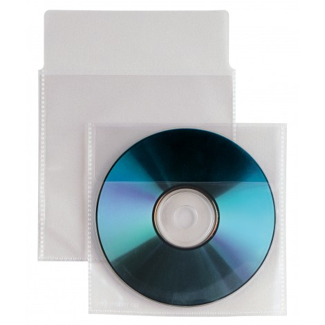 Sei Buste INSERT per CD/DVD in polipropilene liscio con patella di chiusura - 25pz - 430101
