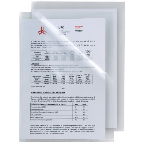 Sei Cartelline a L Poli 23,2x32,2cm in PP, finitura a buccia d`arancia con lunetta laterale per facilitare l`inserimento o l`estrazione - 50pz - 662304