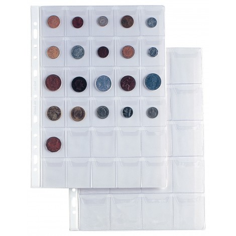 Sei Buste Ercole in PVC forate porta MONETE, finitura liscia, formato utile 3,4x4,5cm con 30 tasche, confezione da 10pz - 512131